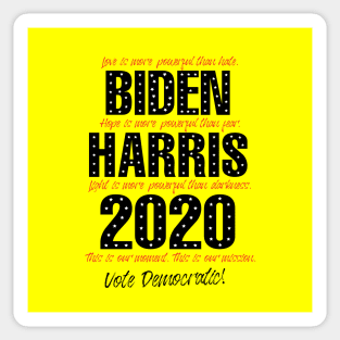 Love is more powerful than hate, Biden Harris 2020, in Yellow Sticker